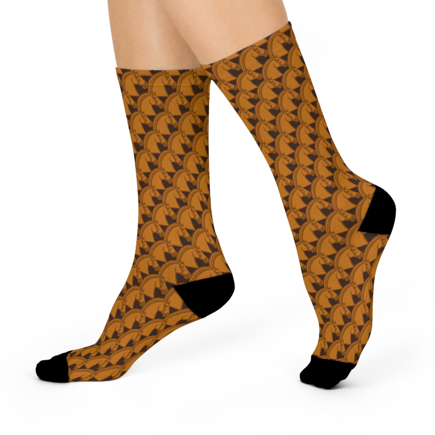 Noble Horse Heads, Cushioned Crew Sock – Chestnut