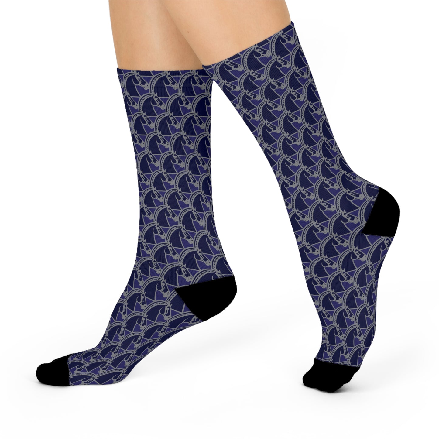 Nobel Horse Heads, Cushioned Crew Socks – Dark Sapphire