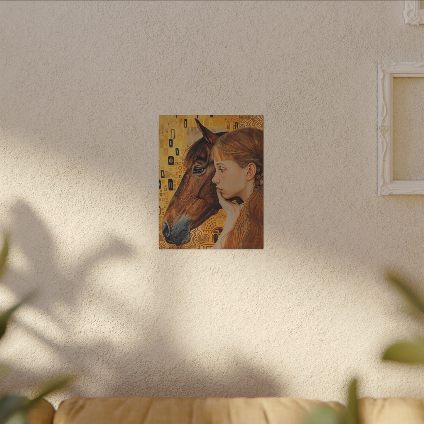 Young Girl with Her Horse – Gustav Klimt Style – Canvas Wall Art