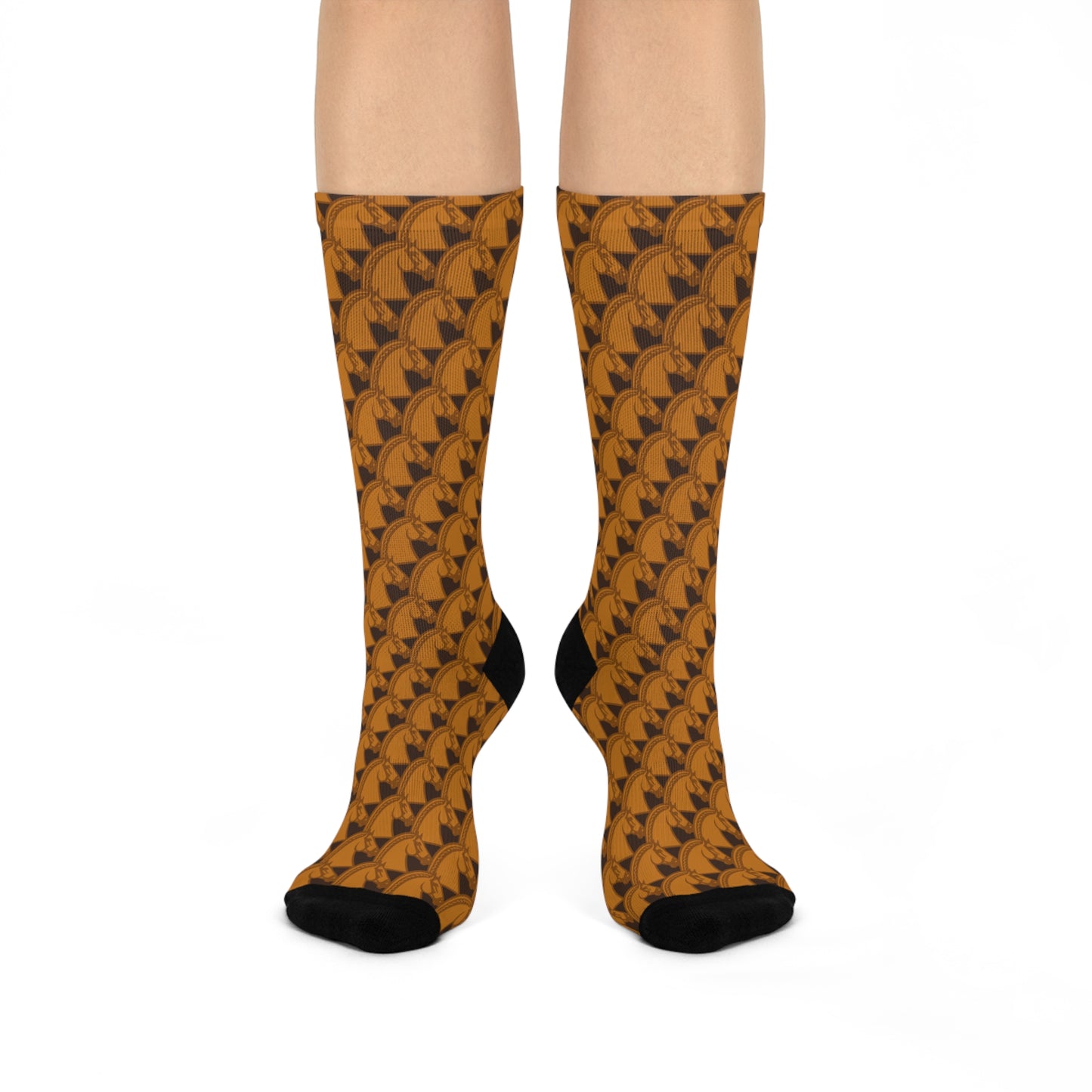 Noble Horse Heads, Cushioned Crew Sock – Chestnut