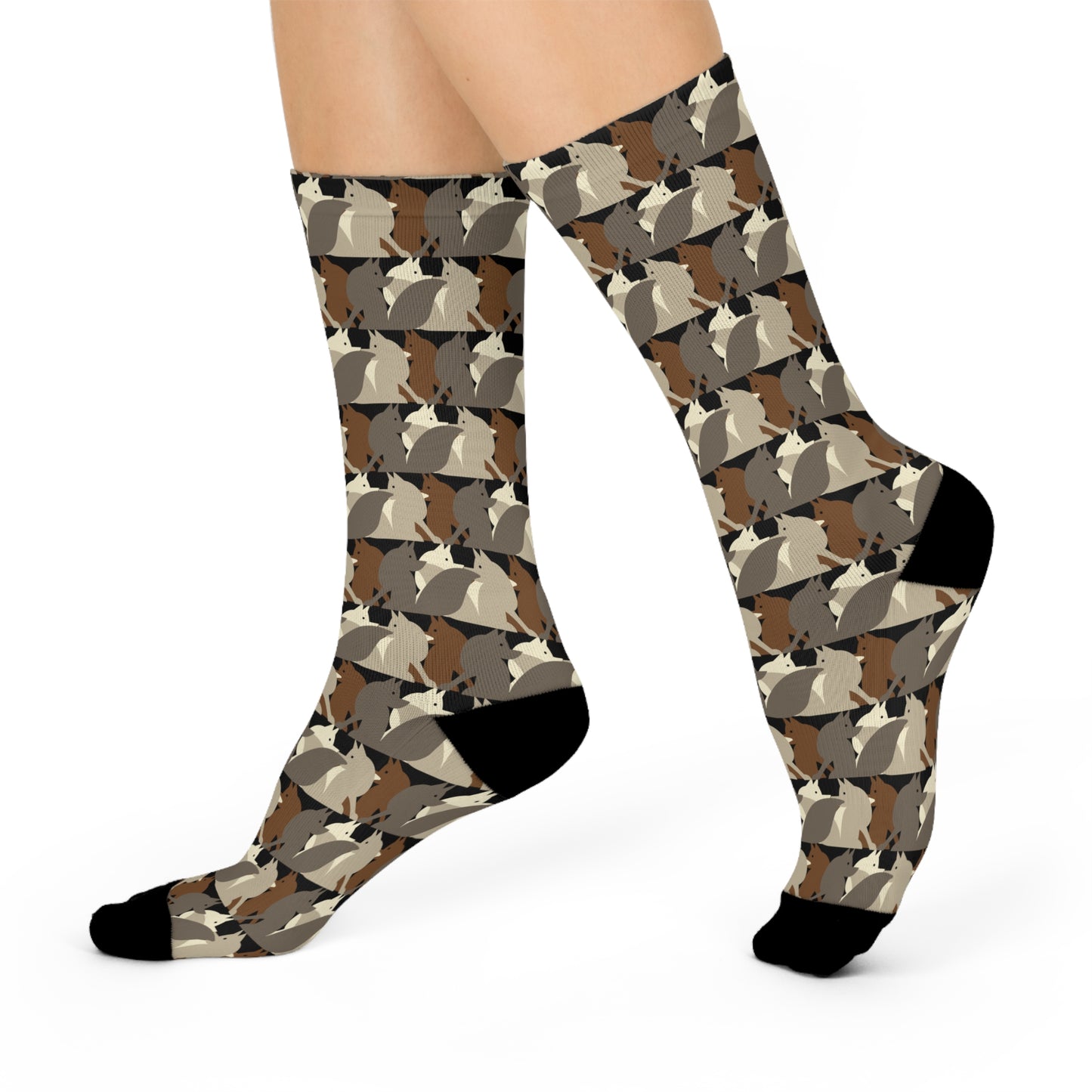 Fox Convention, Cushioned Crew Socks – Mocha Mischief