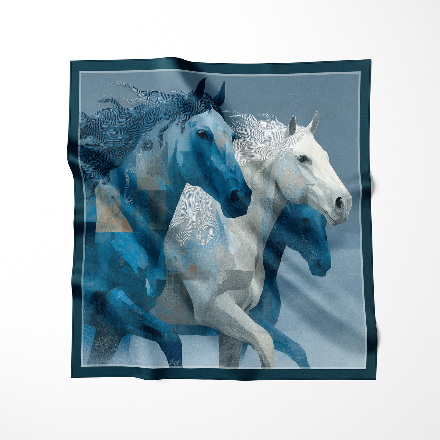 Blue Winter Herd – Luxury Scarf