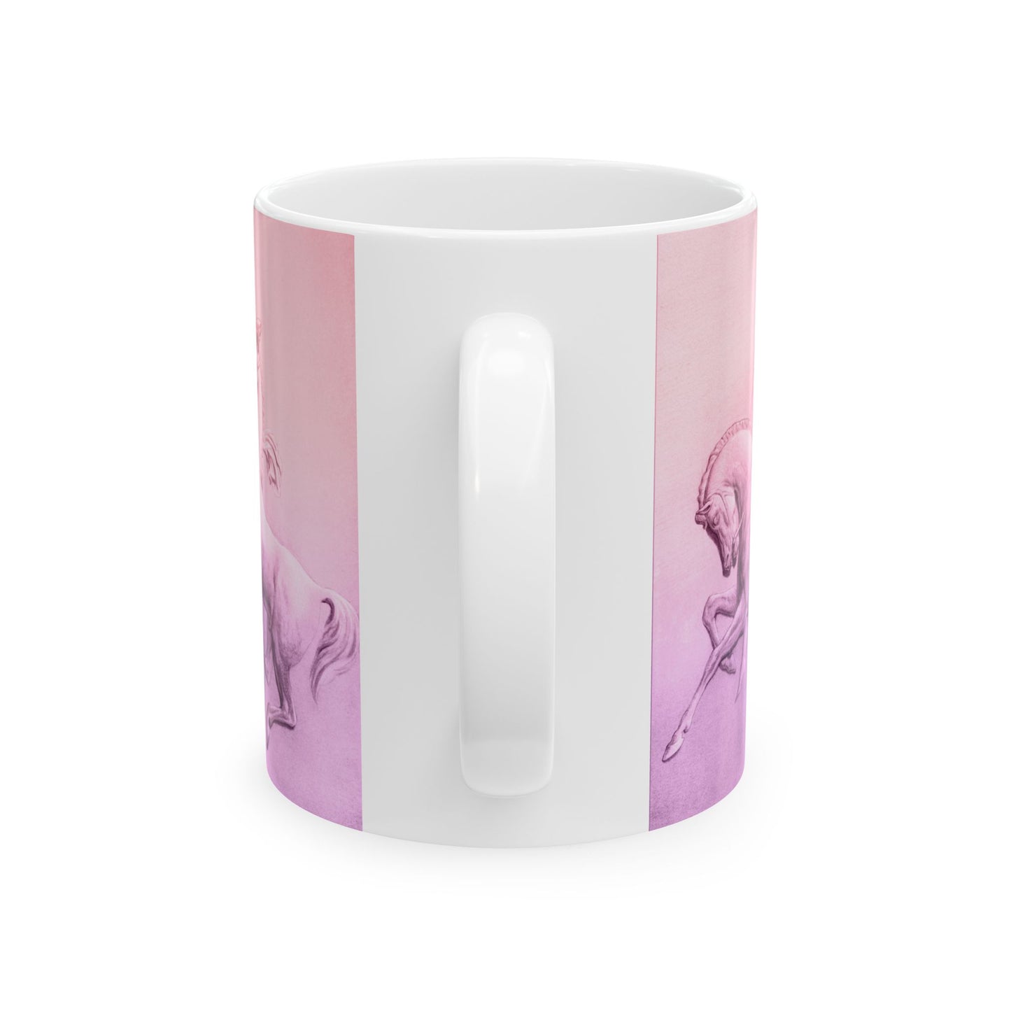 Horses of the Sun, 11oz Equestrian Ceramic Mug – Pink & Purple
