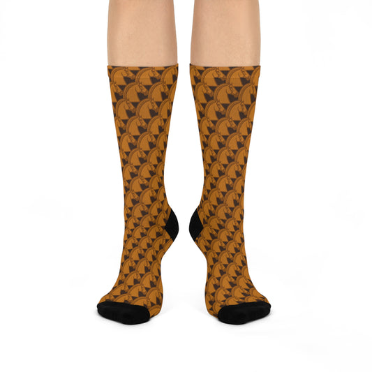 Noble Horse Heads, Cushioned Crew Sock – Chestnut