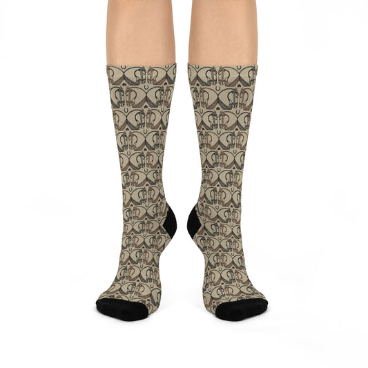 Baroque Steeds, Cushioned Crew Socks – Espresso Suede