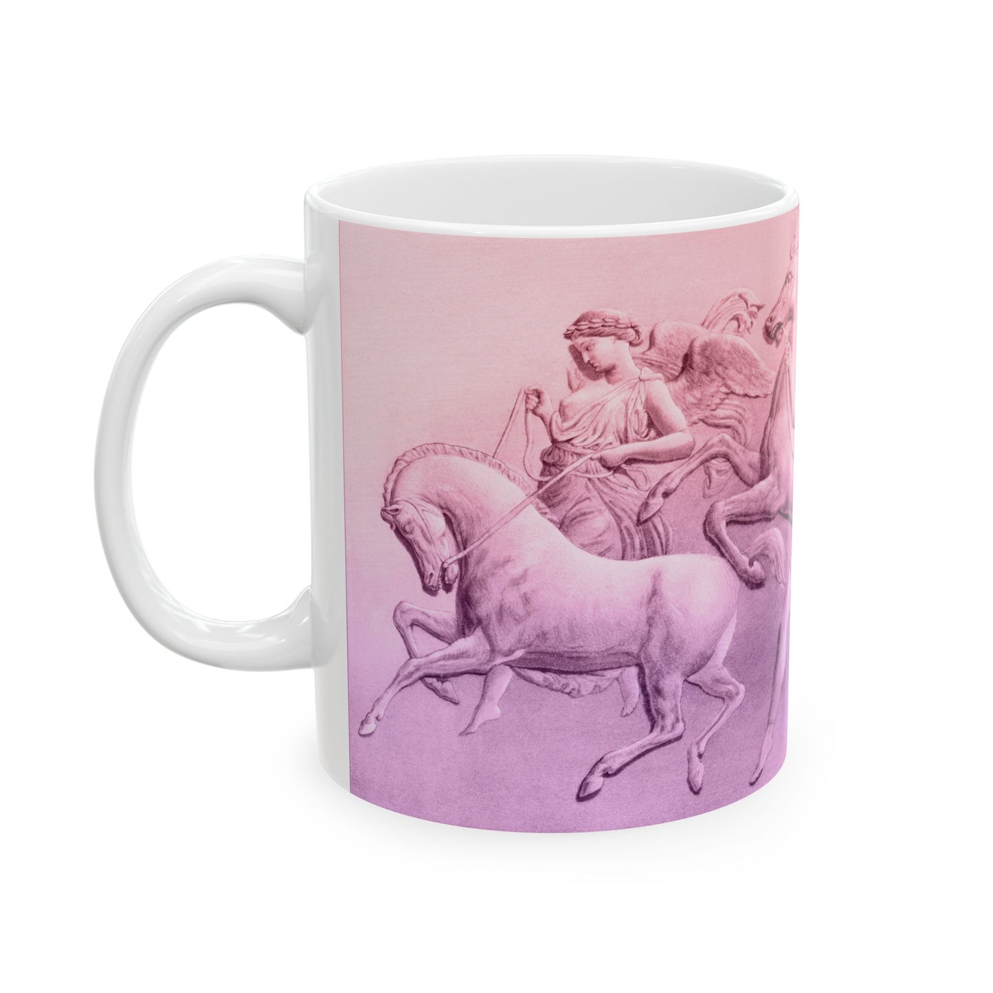 Horses of the Sun, 11oz Equestrian Ceramic Mug – Pink & Purple