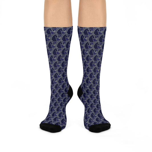 Nobel Horse Heads, Cushioned Crew Socks – Dark Sapphire